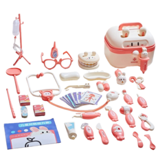 SUUNI DIY 아동 시뮬레이션 수리 키트 소꿉장난감 공구함 나사못 전기 드릴 장난감 선물, 공구함-핑크 색, 1개