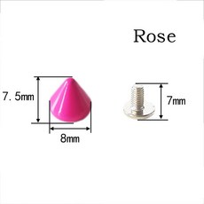 가죽 공예 휴대폰 케이스 장식 액세서리 의류 리벳 8mm x 7 5mm 콘 컬러 스터드 18 가지 색상 제공 5 세트, 8x7 5mm 5Set, Rose