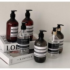 욕실 디스펜서 샴푸 공병 샴푸용기 500ml 리필통 샤워실 샴푸병 컨디셔너 용기 호텔 인테리어 보관병, 바디워시라벨, 투명500ml