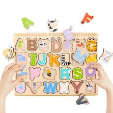 고려베이비 두돌장난감 소근육발달 아기원목교구 동물영어 원목 꼭지퍼즐, 1개