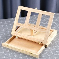 臺灣出貨 畫箱 油畫寫生箱 美術生抽屜畫箱 美術工具箱 櫸木畫架桌麵收納盒臺式油畫箱, 1個, 鏤空桌面抽屜畫箱架