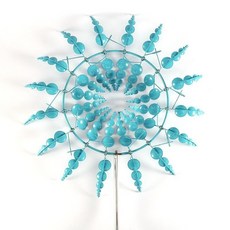 【貝殼風車】E20 E24 鐵藝 鏤空 裝飾 景觀 風車 鐵製風車, 藍色，E22, 1個