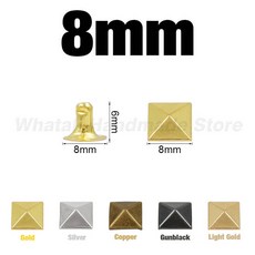 금속 피라미드 캡 리벳 사각형 스터드 가죽 공예 가방 벨트 의류 신발 액세서리 6-12mm 100 세트, 8mm, 80pcs Mix 4 Colors