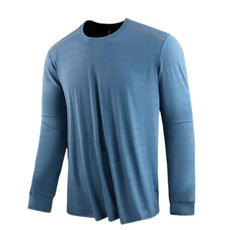 男款圓領薄長袖 吸濕排汗 涼感透氣 運動上衣 反光條設計