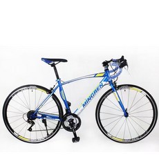 BIKEONE MG3 700C彎把21速SHIMANO公路車搭載副煞前後快拆設計專為入門練騎而生的男女學生公路跑車首選, 籃色, 1個