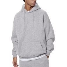 Flygo 남성용 후드 오버사이즈 플리스 풀오버 패션 후디 캐주얼 긴소매 스웨트셔츠 스트리트웨어 그레이 헤더 174102