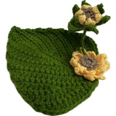 手工編織向日葵造型杯墊 居家裝飾品 手作隔熱墊 桌面保護墊 生活品味提升, 綠色, 1個