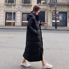 기본 슈퍼 롱패딩 후드 옆트임 단추 블랙 아이보리 god+7234ws
