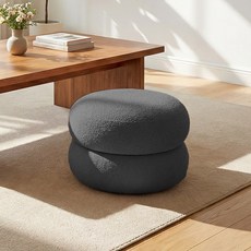 FONOW 램스울 스툴 화장대/거실/헌관 미니 인테리어 의자 낮은 의자 1인용 스툴 의자, 블랙2단