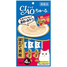 CIAO 啾嚕肉泥多口味貓咪零食 (鮪魚/干貝/化毛配方) 日本國產, 56g, 1套, 4SC-77(鮪魚+干貝)