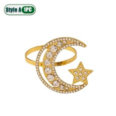 이드 무바라크 골든 냅킨 링 내구성 금속 타월 홀더 스타일리시한 이슬람 장식 라마단 디너 파티용, 색상: 9. Style A-1PC, 1개, 1개