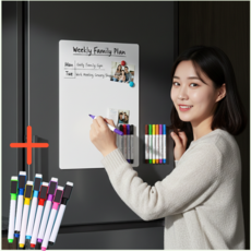 다온웨이 벽손상ZERO 1초부착 고무자석 시트지 마카8색 붙이는 자석 화이트보드, 자석보드