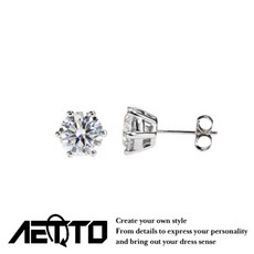 AETTO 六爪閃鑽耳環 莫桑鑽 S925純銀耳針