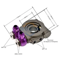 오일 라디에이터 어댑터 자동차 범용 필터 개조 냉각 키트 360 ° 회전식 조인트 온도 조절기 80 AN8, 03 90 degrees AN8
