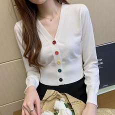 키작녀 여친 여자 슬림핏 가디건 데일리룩 니트 싱글 여성 카디건 OPH4