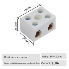 1입력 세라믹 배선 단자 블록 고온 저항 포스트 250V 구리, 가지고 다닐 수 있는, 08 150A 2 In 2 Out