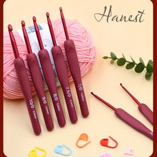 하네스트 뜨개질 DIY 모사용 실리콘 코바늘 9종세트, 레드