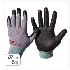 3M 슈퍼그립 200 안전 장갑 S, 5개, 그레이
