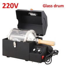 XEOLEO 전기 커피 로스터 가정용 로스팅 기계 베이킹 커브 그레인 스테인리스 스틸 석영 유리 400G, 미국, 1개, 220V Glass