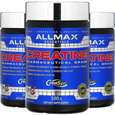 ALLMAX 올맥스 크레아틴 파우더 파마수티클 그레이드 미분화 CreaSyn 100g 3병, 3개