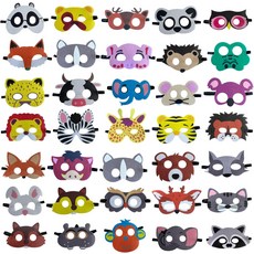 SS 35 팩 동물 마스크 파티에서 선호하는 제품 생일 파티를 위한 가지 유형의 펠트 파티 용품