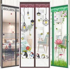 【mamabao】魔鬼氈防蚊門簾 魔術貼防蚊簾 磁吸式自黏門簾 拆卸方便, 防蚊門簾-海島風光90*210