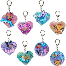 산리오캐릭터즈 트레이딩 글리터 키홀더(키링)_나이트파티(064675) [랜덤], 산리오캐릭터즈 트레이딩 글리터 키홀더(키링)_나이트파티