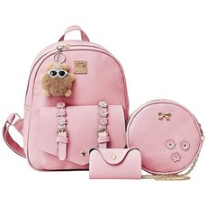 Wiwsi 여성용 가죽 미니 백팩 지갑 3피스 세트 꽃무늬 귀여운 소형 캐주얼 여행 학교 데이팩 작은 가방 화이트. 스몰 153913