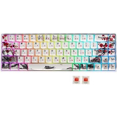 몰그리아 68 68키 RGB 백라이트 게이밍 키보드 플럼 블라썸 핫 스왑 가능한 레드 메카니커리 스위치 윈맥 OS용 타입 C 유선 기계식, Red Swithch, Wired, 텐키리스