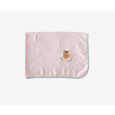 寶貝不無聊 紗布刺繡蓋毯 遮陽毯 透氣棉質紗布寶寶毯子 可愛動物刺繡外出棉毯 薄被, 粉色松鼠