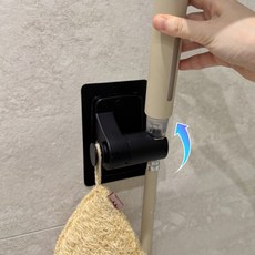 브릭오유 3세대 샤워기 거치대 360도 각도조절 무타공, 블랙