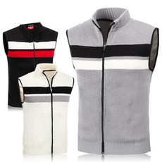 제로골프 남성 앞면 배색 스판 풀집업 니트조끼_M2-0B017