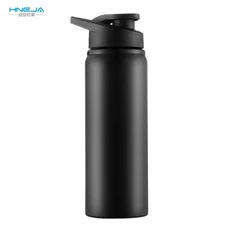 304 스테인리스 스틸 스포츠 물병 직접 마시는 자전거 냉수 컵 700ml, 01 0.7리터, 07 검정색