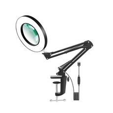 작업용 확대경 책상 스탠드 확대기 30배 클립형 독서용, 1개, E_블랙 15W 조명조절 알루미늄 클립