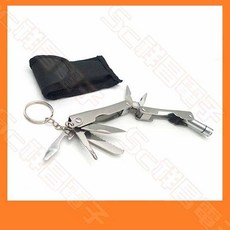 祥昌電子 迷你多功能瑞士刀 戶外折疊工具鉗 附燈 鑰匙扣, 1個