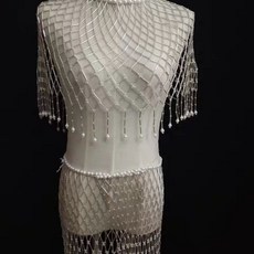 巨匠工廠 戲曲表演梅花珍珠玻璃管云肩，古裝戲劇演出道具，精緻手工藝, 一套云肩加腰鏈, 1個