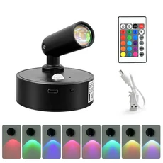 자석 충전식 LED 무드등 RGB 선셋 램프 무선 벽등 모션 센서 포함 계단 캐비닛 복도 방 꾸미기, 02 RGB
