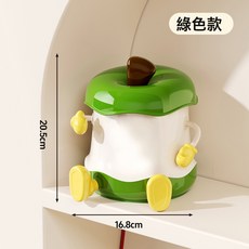 家用桌面收纳盒卡通大容量创意迷你多功能桌面垃圾桶高级感收纳桶, 1個, 带手脚-绿白:无规格