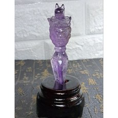 沁楹水晶 天然紫黃水晶降魔杵 密宗法器 馬頭明王金剛杵 普巴杵 藏傳佛教 觀音菩薩化身 鎮宅 辟邪 護身（珍藏盒裝）, 1個