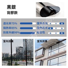 【奧本舖】隔熱貼 窗戶隔熱紙 隔熱紙汽車 隔熱紙窗戶 隔熱紙 玻璃隔熱紙 背膠隔熱貼 隔熱 窗貼 40公, 背膠款-黑銀