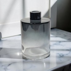 VITO zakka 圓柱螺口擴香玻璃瓶, 1個, 330ml漸層灰空瓶,玫瑰金色蓋