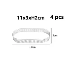 스테인리스 스틸 타원형 타르트 몰드 프랑스 디저트 과일 파이 링 키치 타틴 4 10, 20 11x3xH2cm 4 pcs