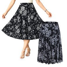 1+1 엘에이스 여성반치마 아이스치마 여름잠옷 편안한 반치마 롱치마 실내복 2P