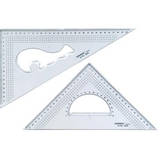 큰 삼각자 아크릴 30cm 격자 눈금 포함 클리어 2매 세트