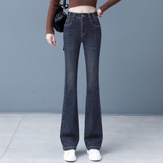 슬림소녀 여성용 쫀쫀스판 기모 부츠컷 워싱 데님 팬츠 청바지