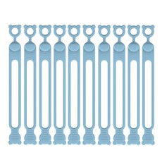 곰돌이 실리콘 케이블 타이, 블루, 10개