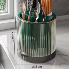 《小日子家居館》旋轉刀架 廚房置物架 多功能收納盒 筷子筒 刀具一體, 1個, 墨綠[360°旋轉 易清洗 瀝水防黴]