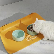애완동물 식기 매트 애견식기받침대, 옐로우