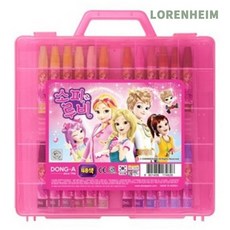 로렌하임 동아 크레파스 48색 여아용 분홍 캐릭터랜덤 1개입 학교준비물