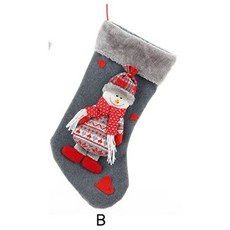 大號聖誕襪 聖誕節裝飾品 交換禮物袋 聖誕掛襪袋 節日佈置用品, 1個, B. 雪人款